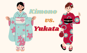 Anime Frau links in Kimono und rechts in Yuktata