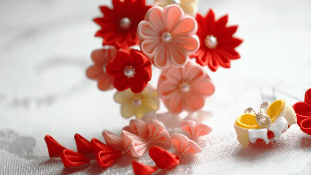 Blumen kanzashi handgefertigte Kunst