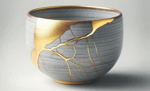 Schale, die mit Kintsugi repariert wurde