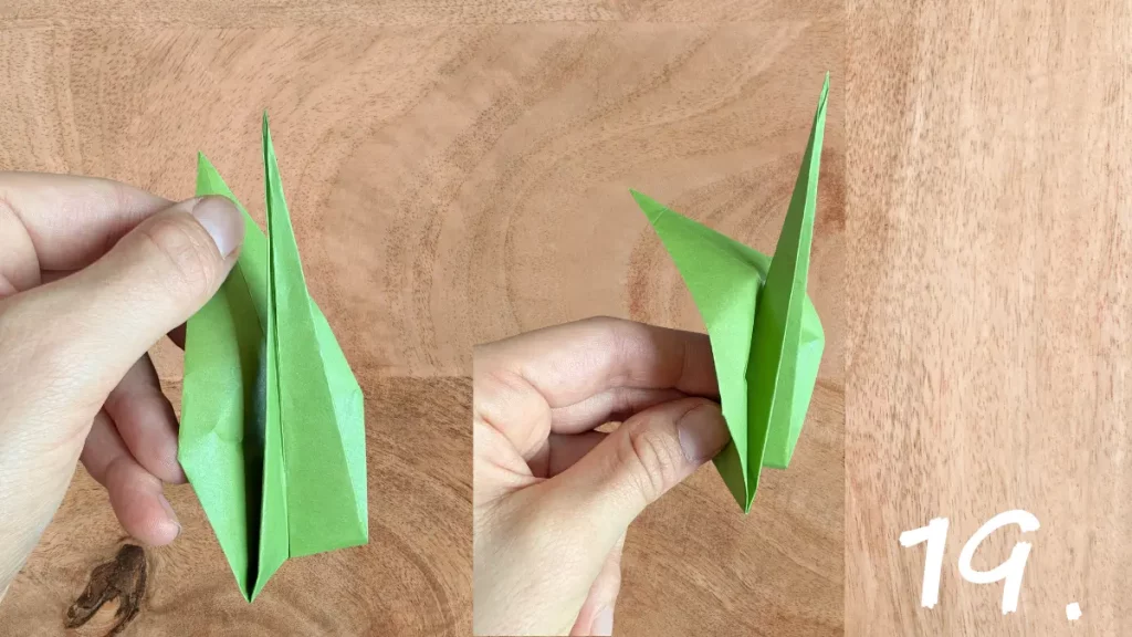 Fertiger Origami Blütenstängel für eine 3D Origami Tulpe