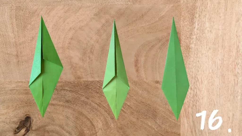 Origami Blütenstängel schmal falten – längliche Papierform entsteht