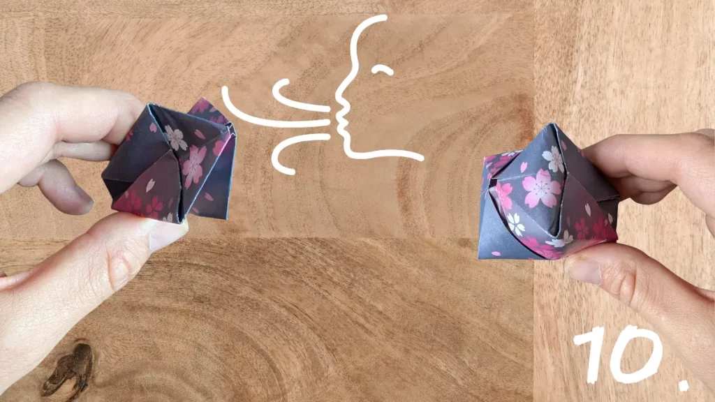 Origami Tulpe aufblasen – Papierblume wird dreidimensional geformt