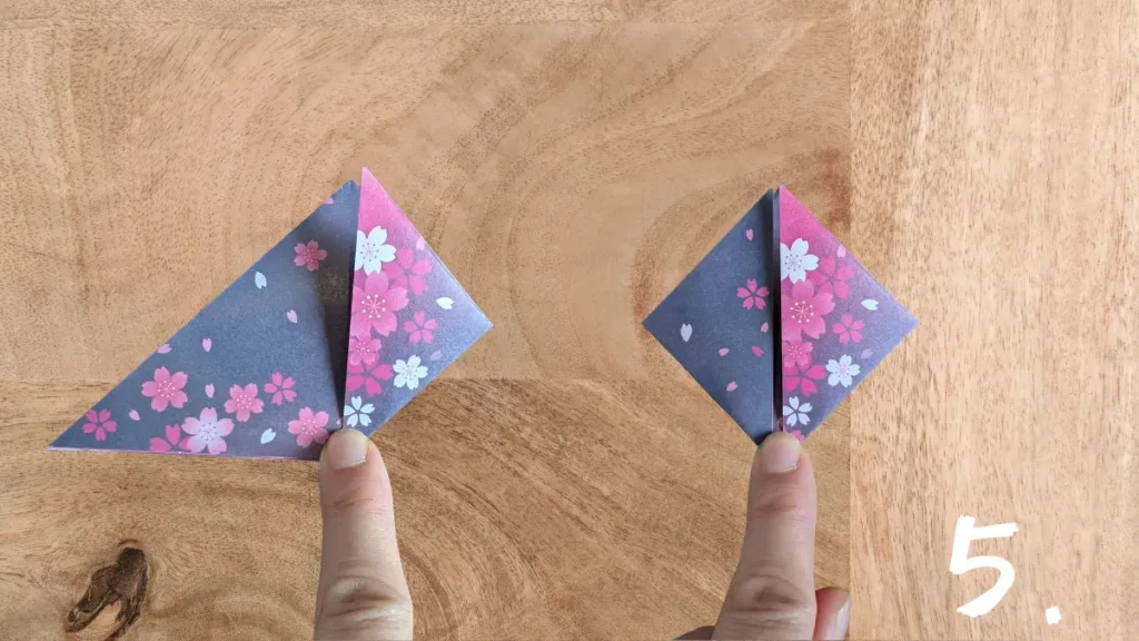 Origami Blume Schritt 5 – Papier zu einer schmalen Form falten