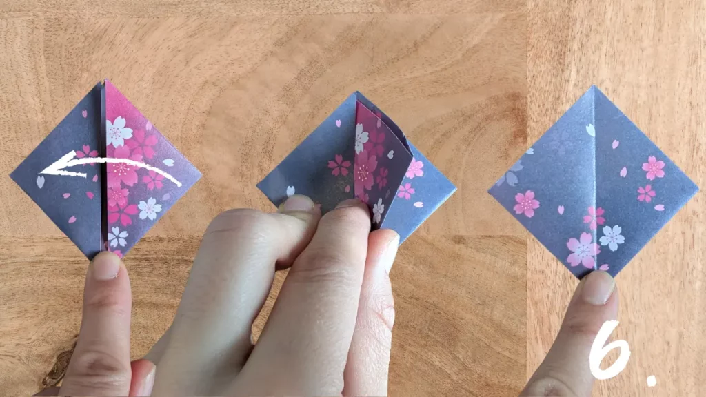 Origami Blume Schritt 6 – Laschen ineinander stecken