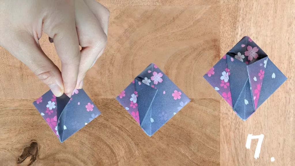 Origami Blume Schritt 7 – Blüte aufpusten und öffnen
