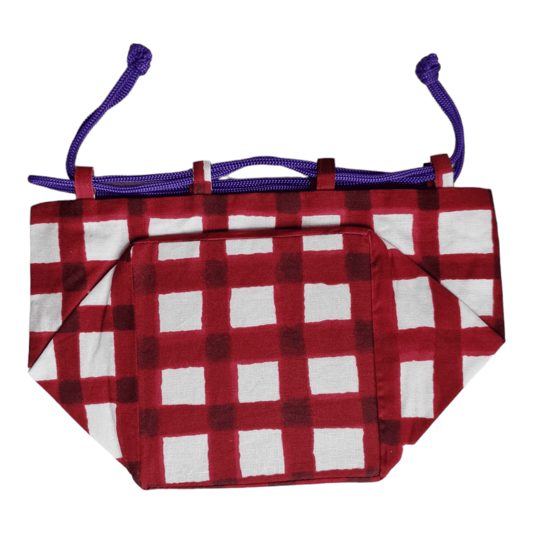 Kinchaku Beutel Wendetasche kariert Sakura