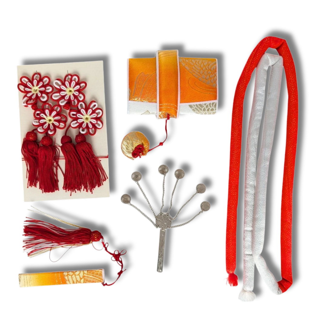 Hakoseko-Set für Kinder – 6-teilig mit Hifu-Deko in Rot & Orange
