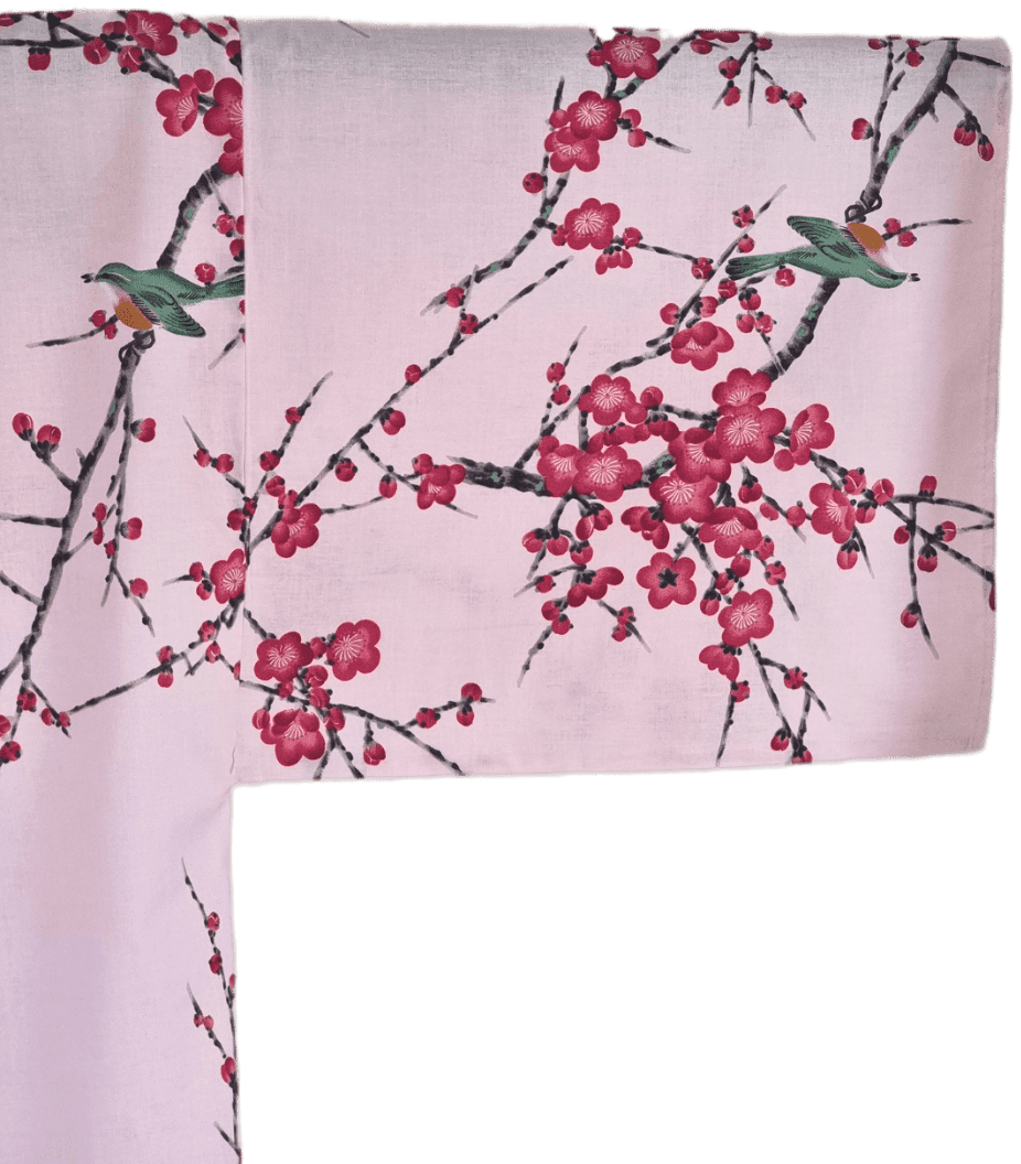 Plus Size Yukata Pflaumenblüte rosa inkl. Obi