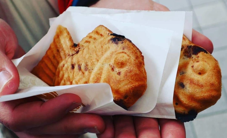 Fabi hat zwei Taiyaki in der Hand