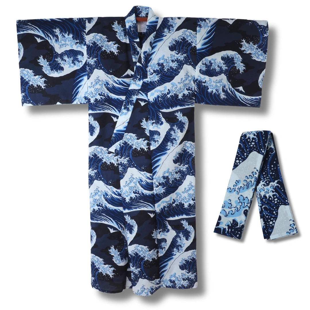 Herren Yukata Hokusai - Die große Welle von Kanagawa