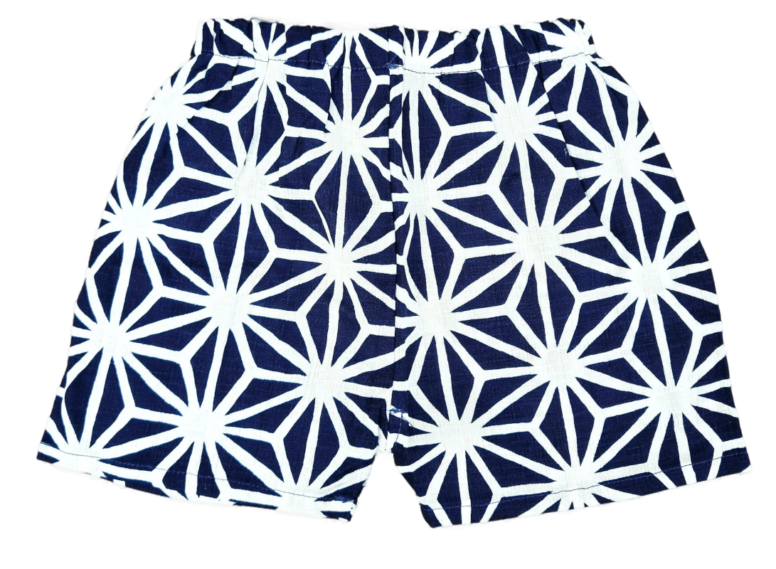 Jinbei mit asanoha Muster in blau-weiß Hose