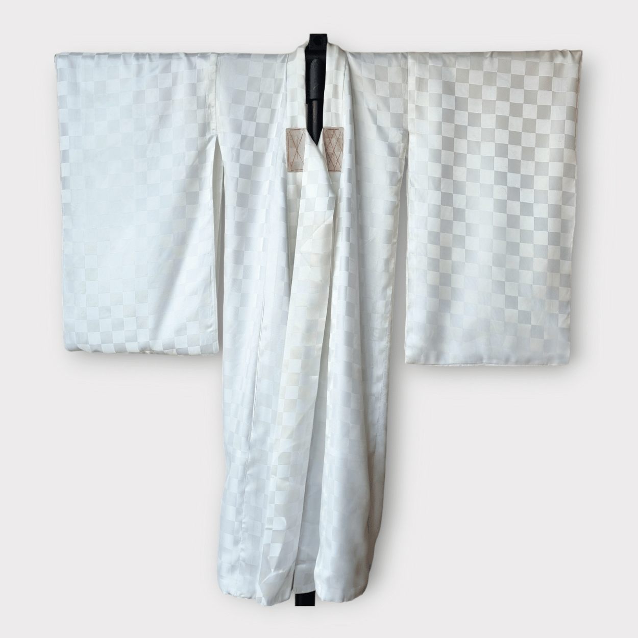 Vintage Kinder Kimono Juban Weiß Schachbrett 116 / 122