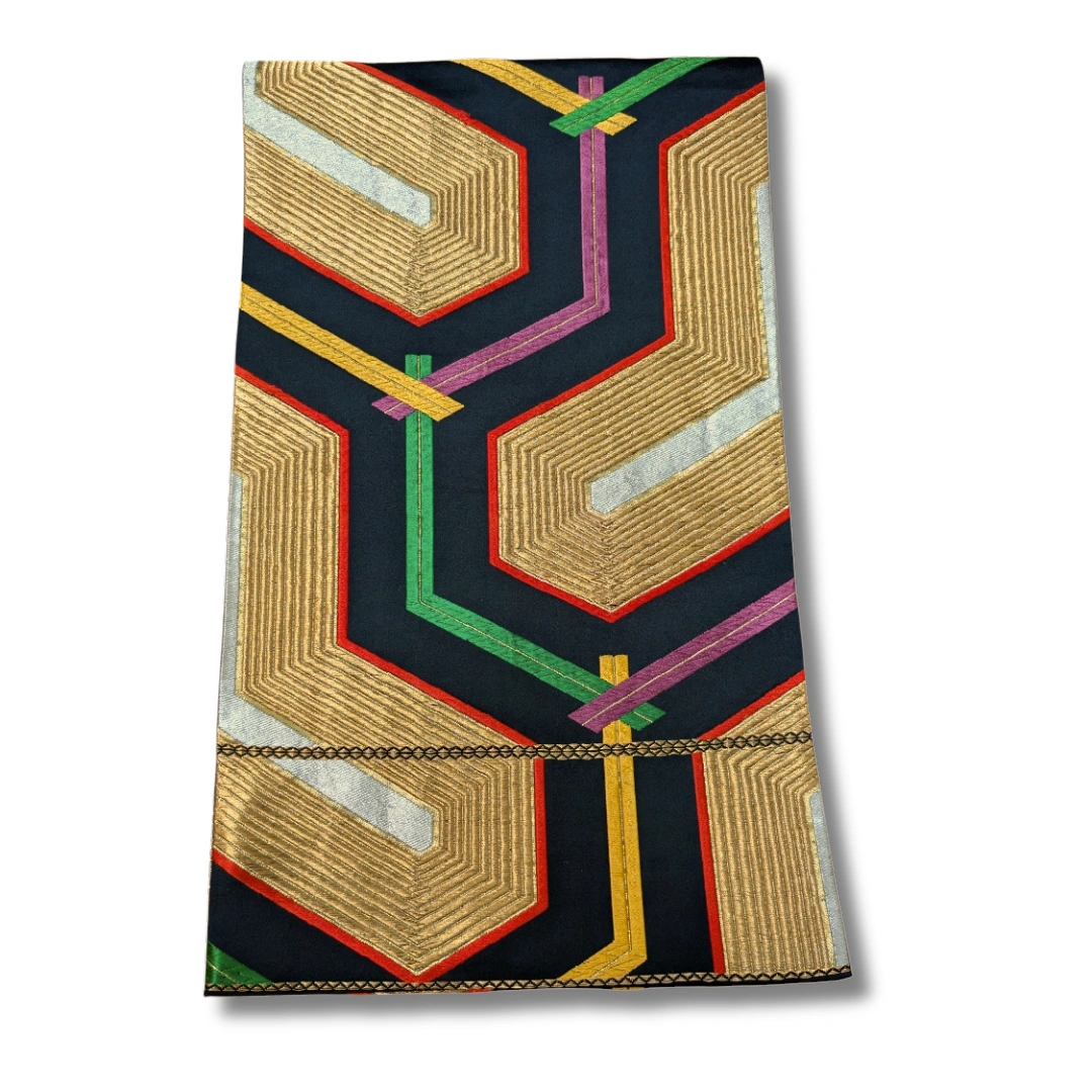 Vintage Fukuro Obi geometrische Muster