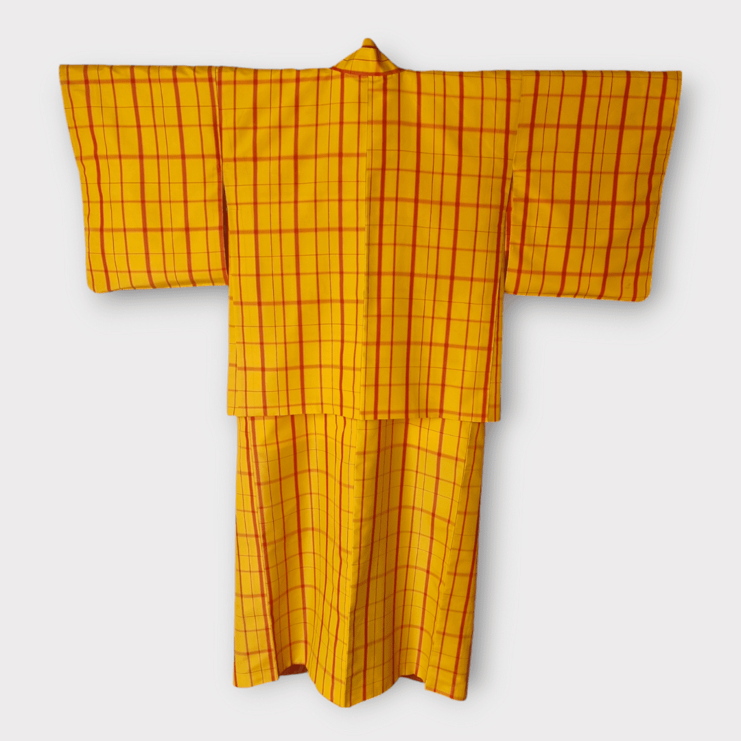 Vintage Ensemble Damen Kimono + Haori kariert