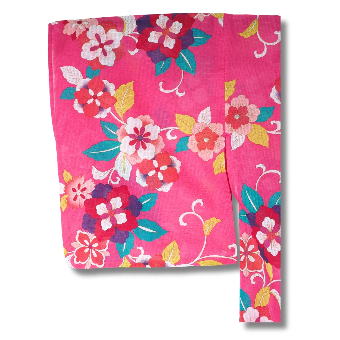 Damen Yukata pink mit bunten Blumen Damen Yukata pink mit bunten Blumen