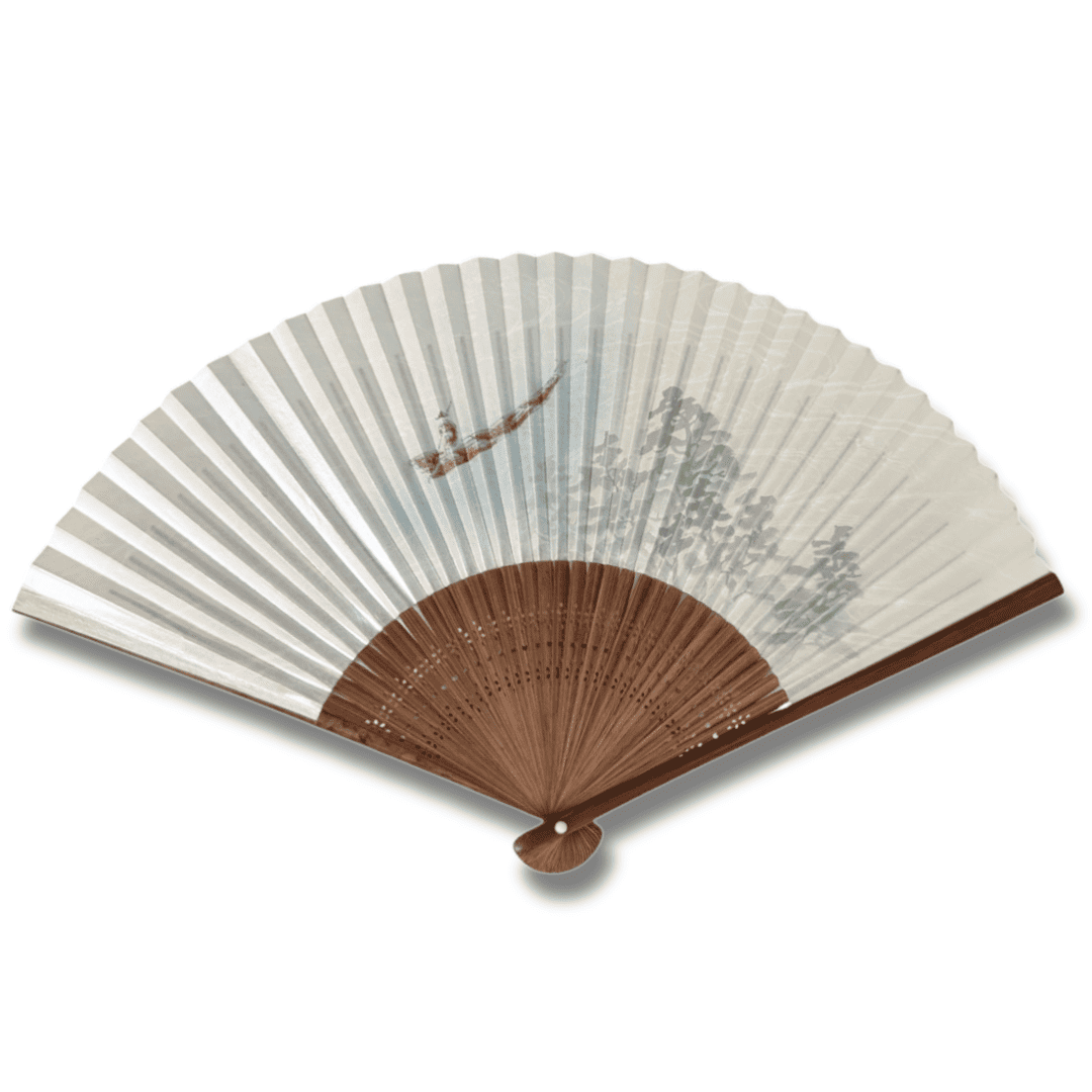 Vintage japanischer Sensu Handfächer Landschaft