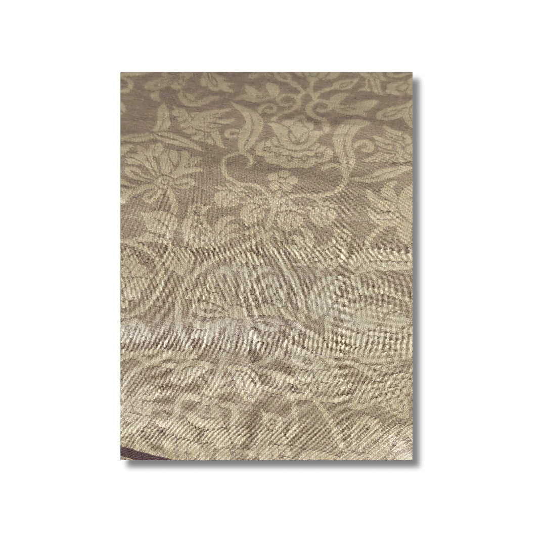 Vintage Fukuro Obi Beige mit floralen Mustern