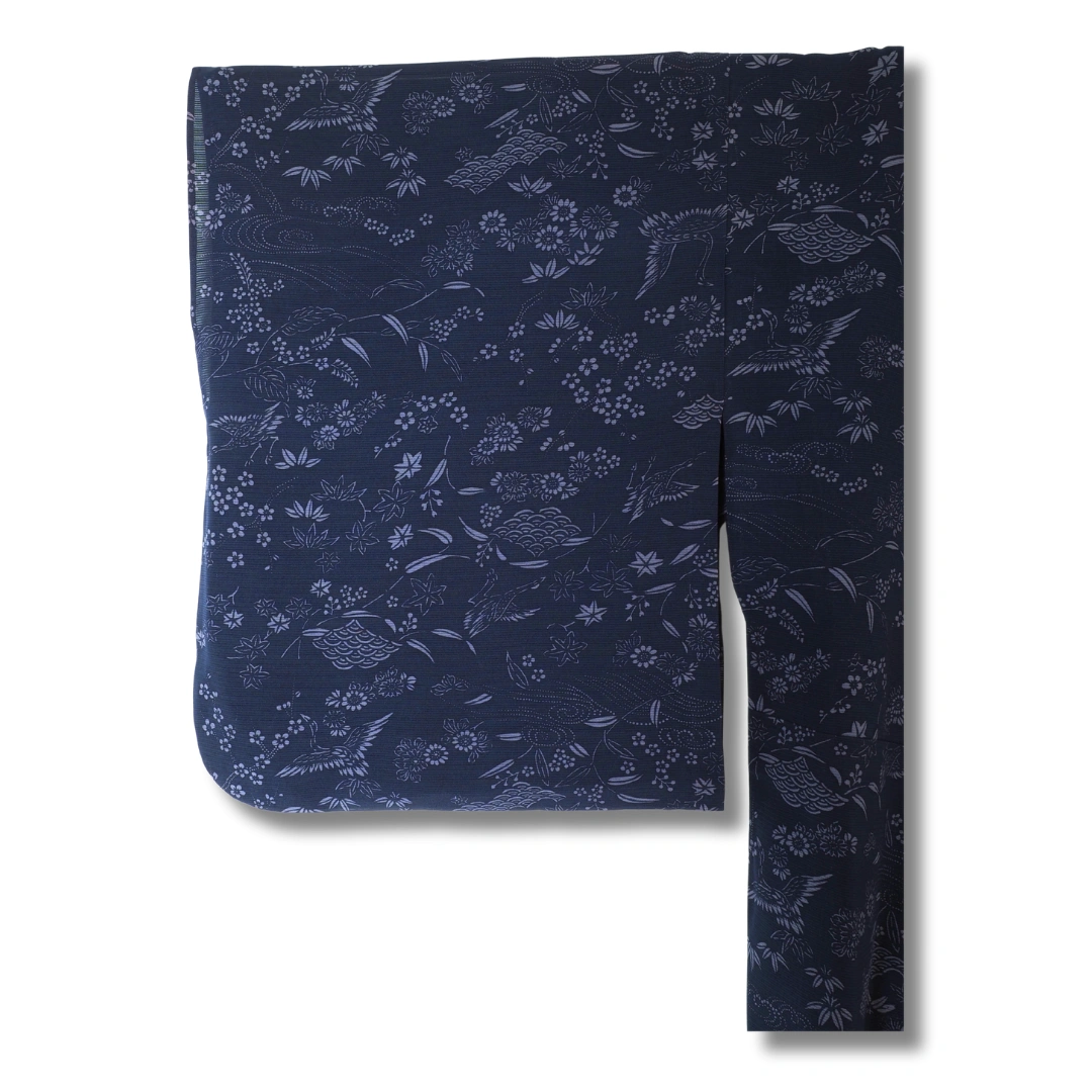 intage Damen Komon Kimono Blau mit Blumen