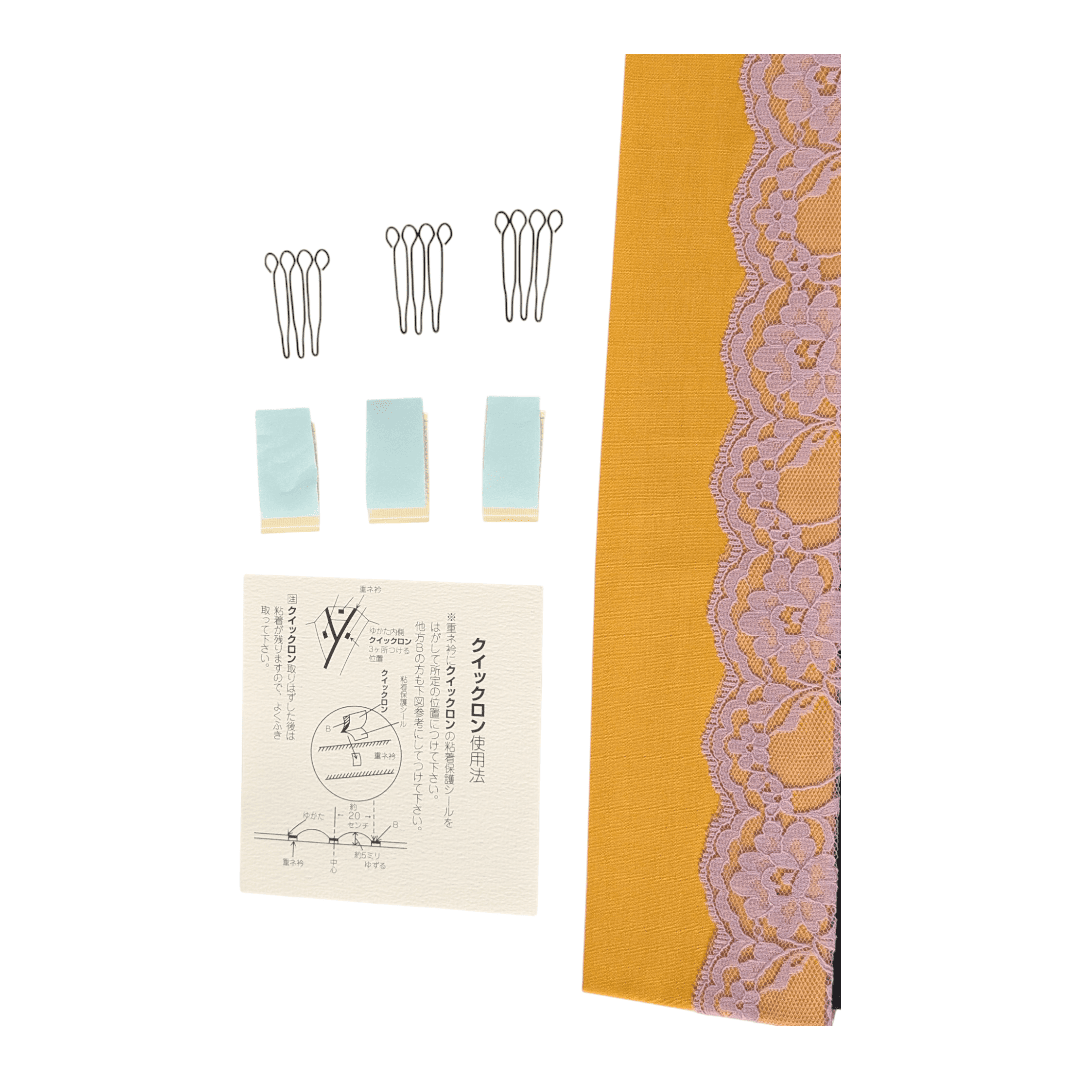 Kasane-Eri Gelb mit Spitze und 3 x Eri-Pin 