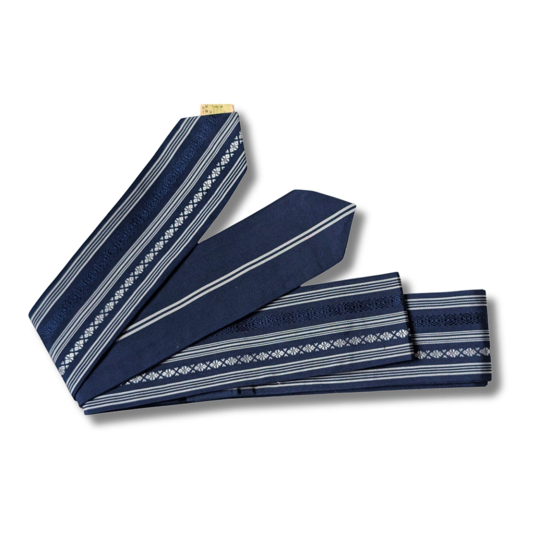 Vintage Shita Obi Marineblau Datejime mit Streifen