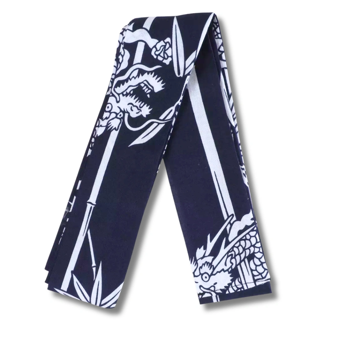 Herren Yukata dunkelblau mit weißen Drachen Herren Yukata dunkelblau mit weißen Drachen