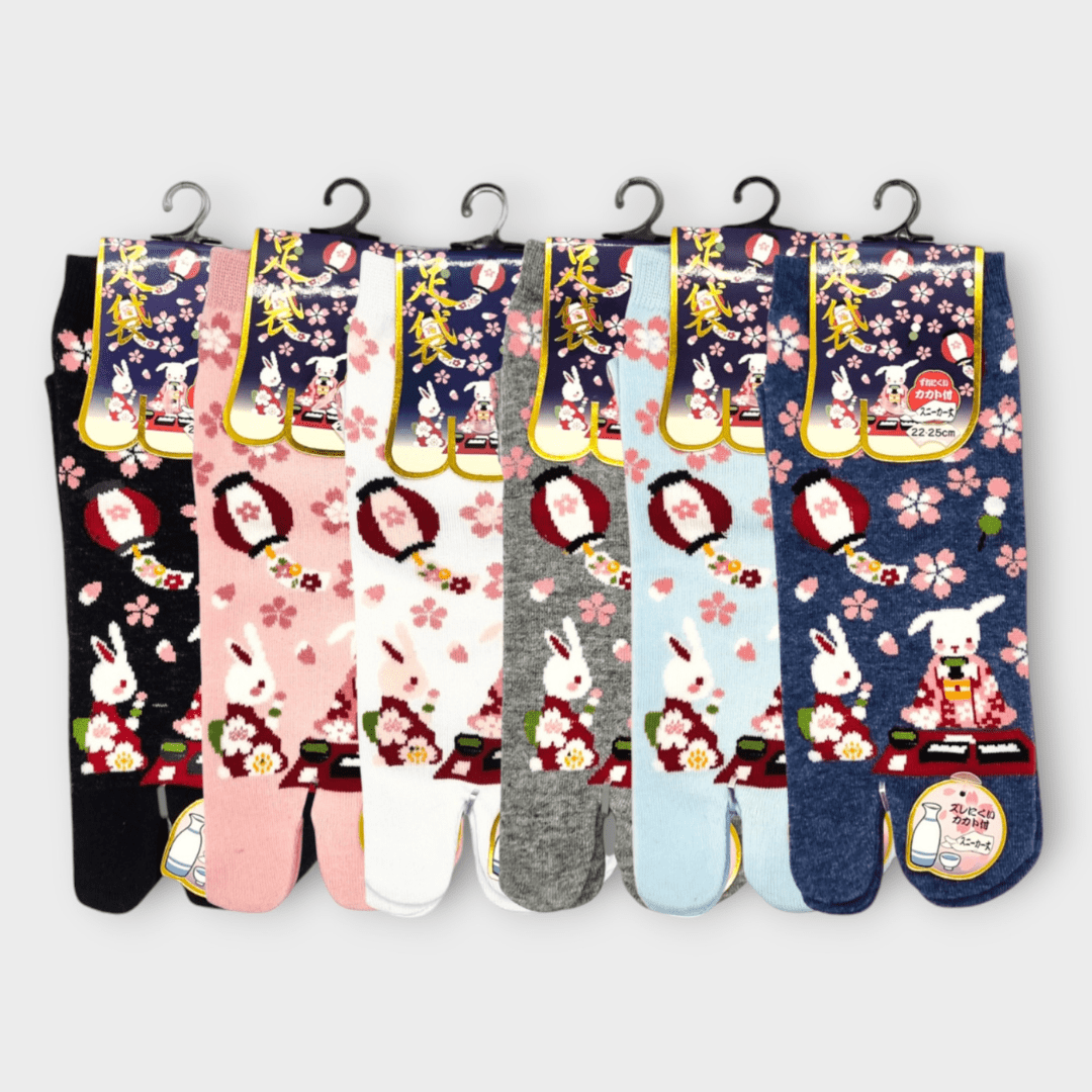 Tabi Socken Zehensocken Usagi Hanami Grau