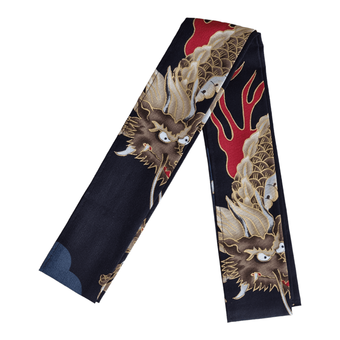 Plus Size Yukata Drache und Fuji schwarz inkl. Obi