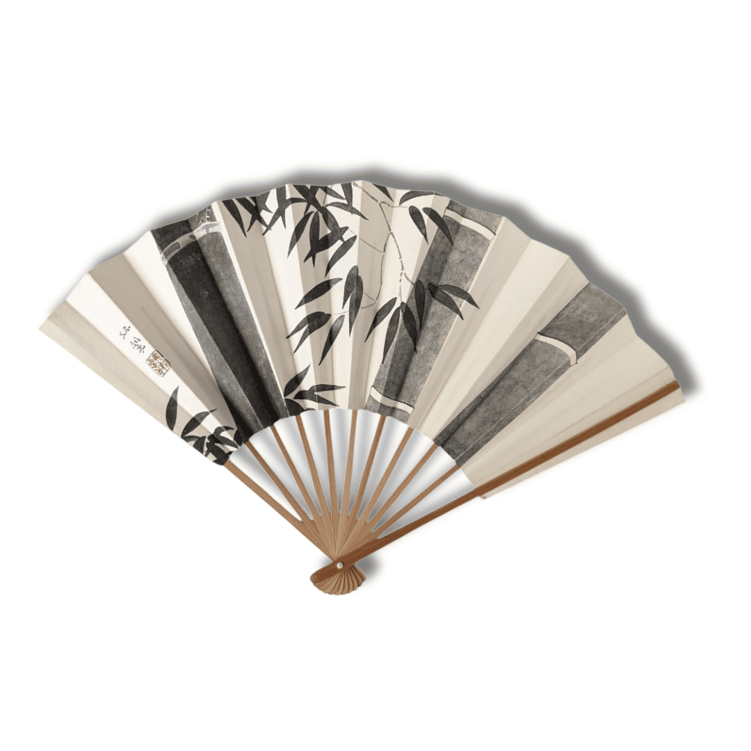 Vintage japanischer Sensu Handfächer Bambuszweige
