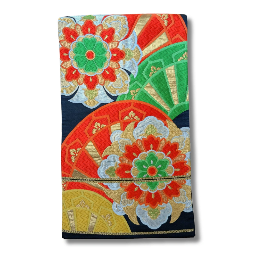 Vintage Fukuro Obi Fächer-Motiv