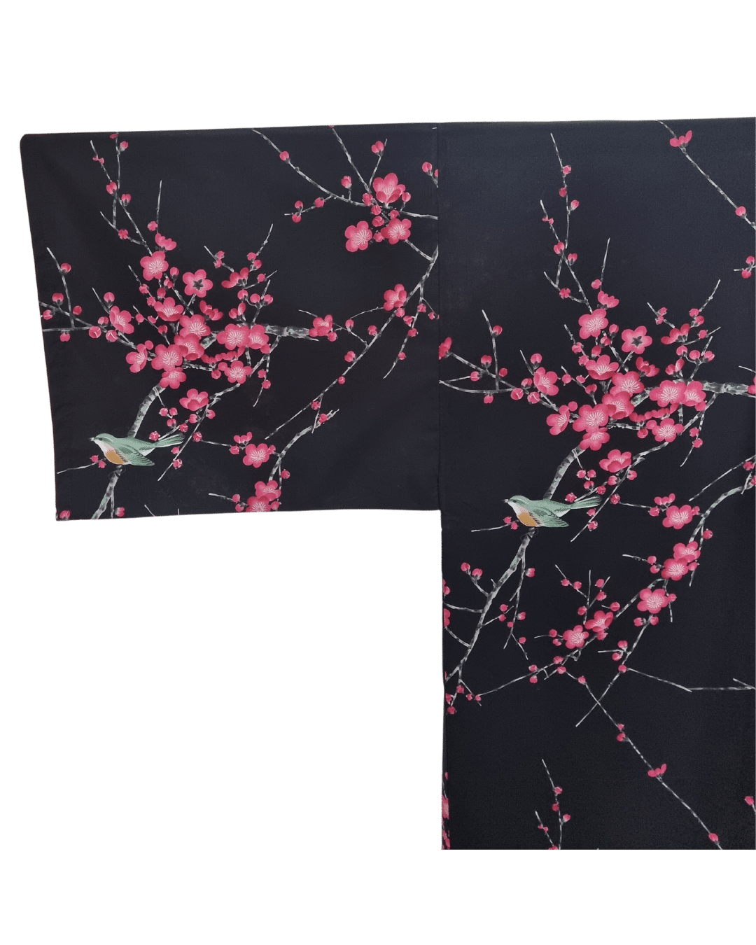 Plus Size Yukata Pflaumenblüte schwarz inkl. Obi