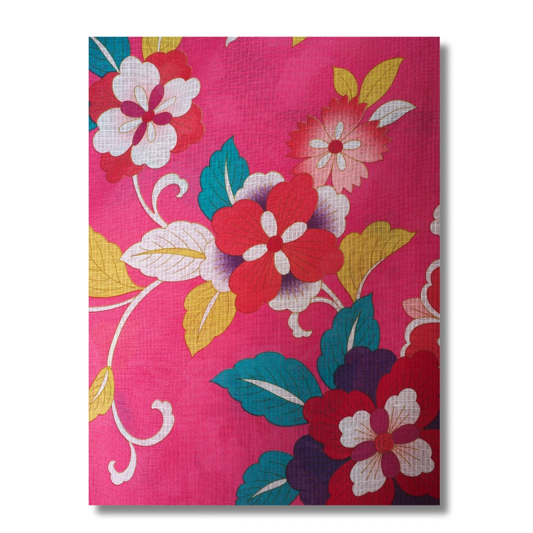 Damen Yukata pink mit bunten Blumen Damen Yukata pink mit bunten Blumen