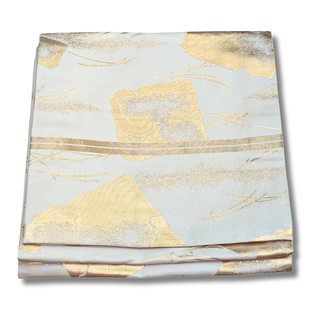 Vintage Fukuro Obi Style Elfenbein mit goldenen Akzenten