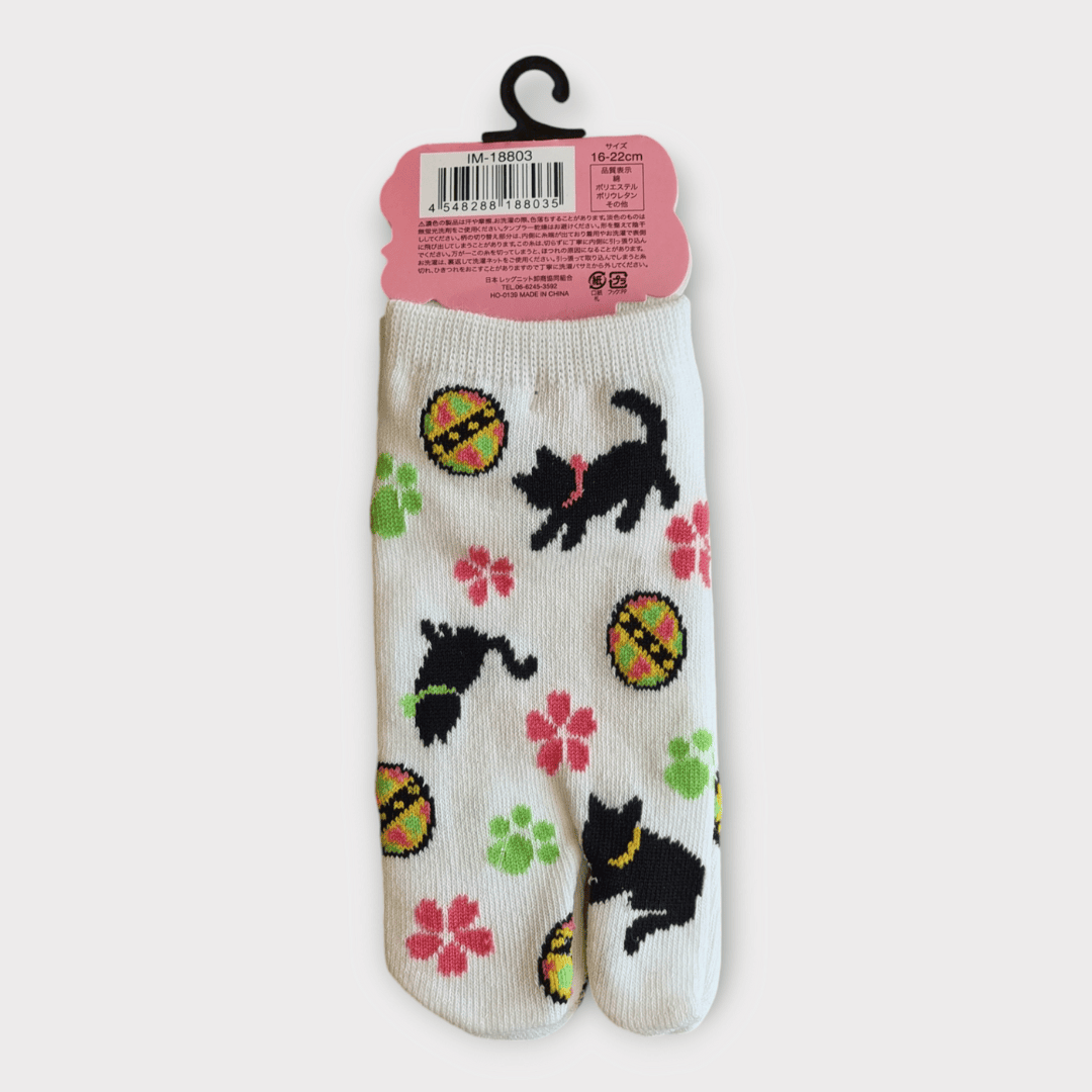 Kinder Tabi Socken Zehensocken weiß Katzen 26-36