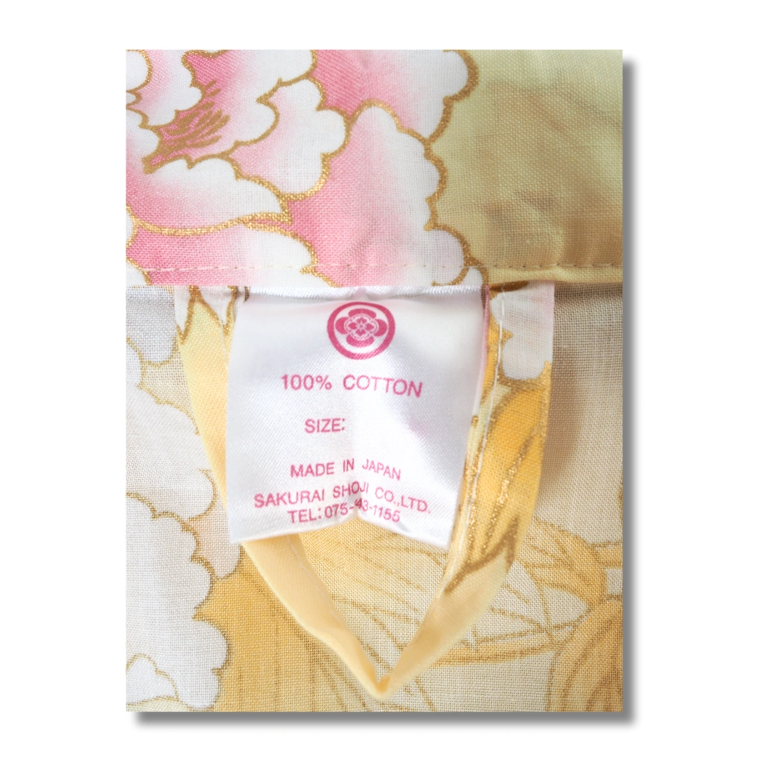 Damen Yukata gelb mit Blumen & Kranichen Damen Yukata gelb mit Blumen & Kranichen