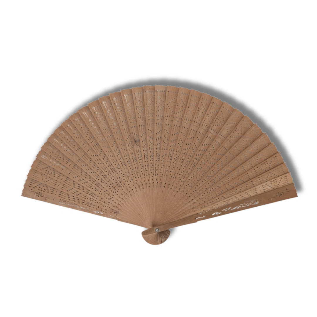 Vintage japanischer Sensu Handfächer aus Holz