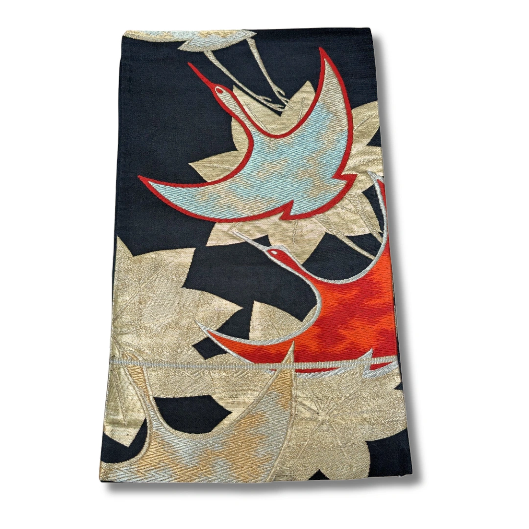 Vintage Fukuro Obi Kranichen