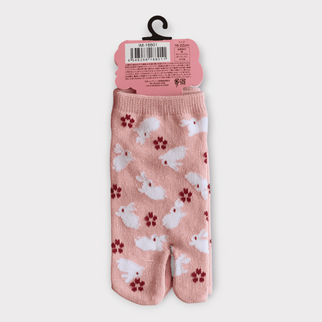 Kinder Tabi Socken Zehensocken Hasen Rosa 26-36