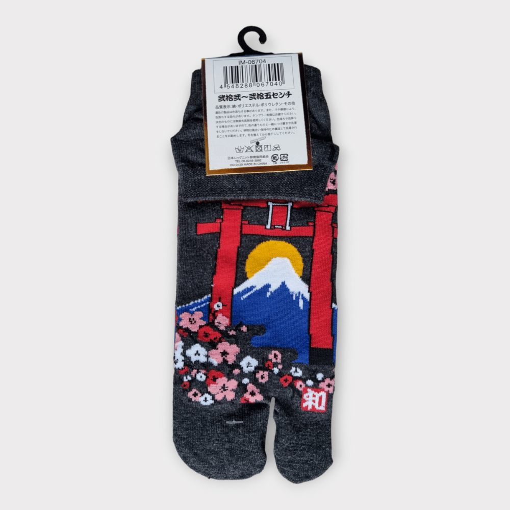 Kurze Tabi Socken Zehensocken Fuji-san und Torii 36-39
