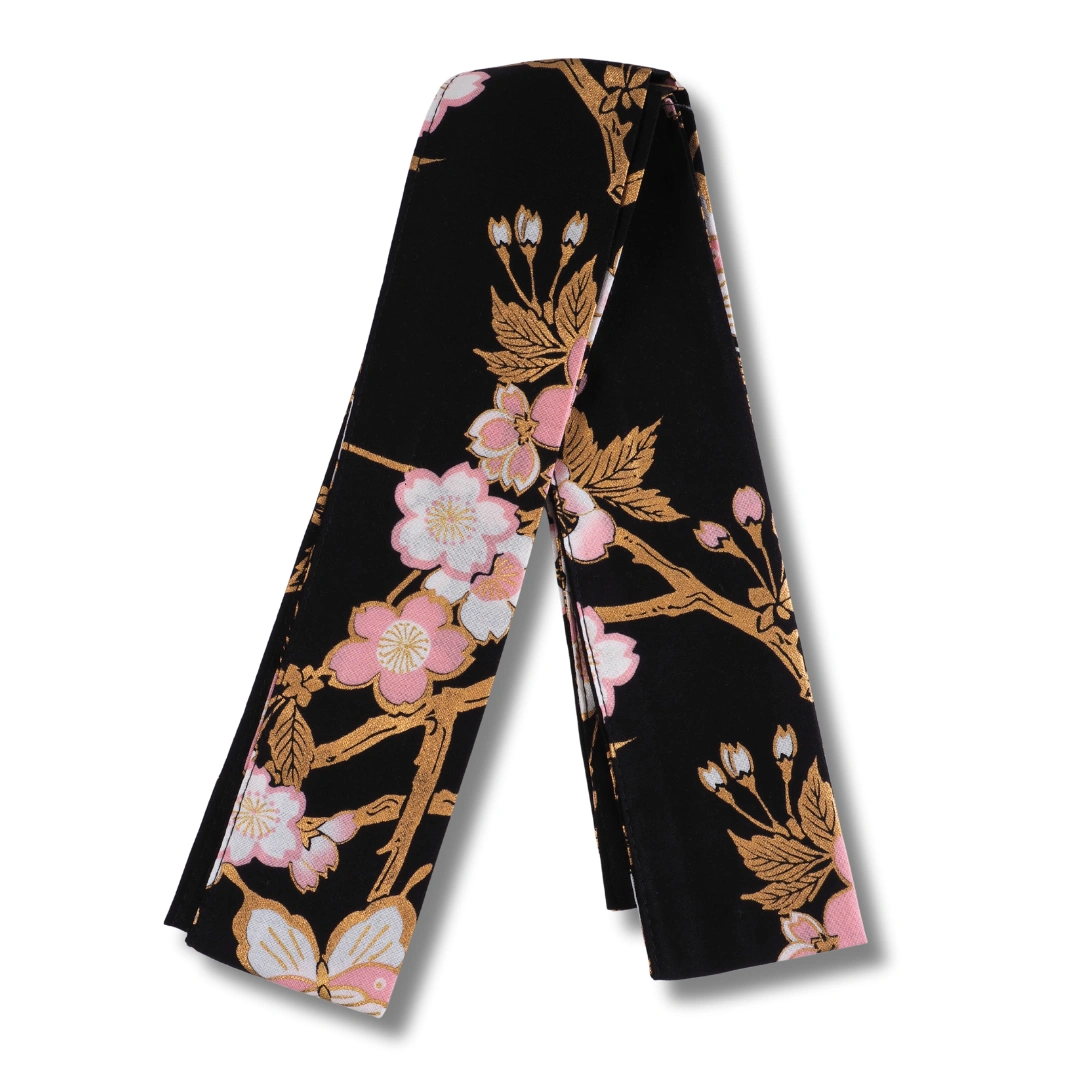 Damen Yukata – Schwarz mit rosa & weißen Blüten Damen Yukata – Schwarz mit rosa & weißen Blüten