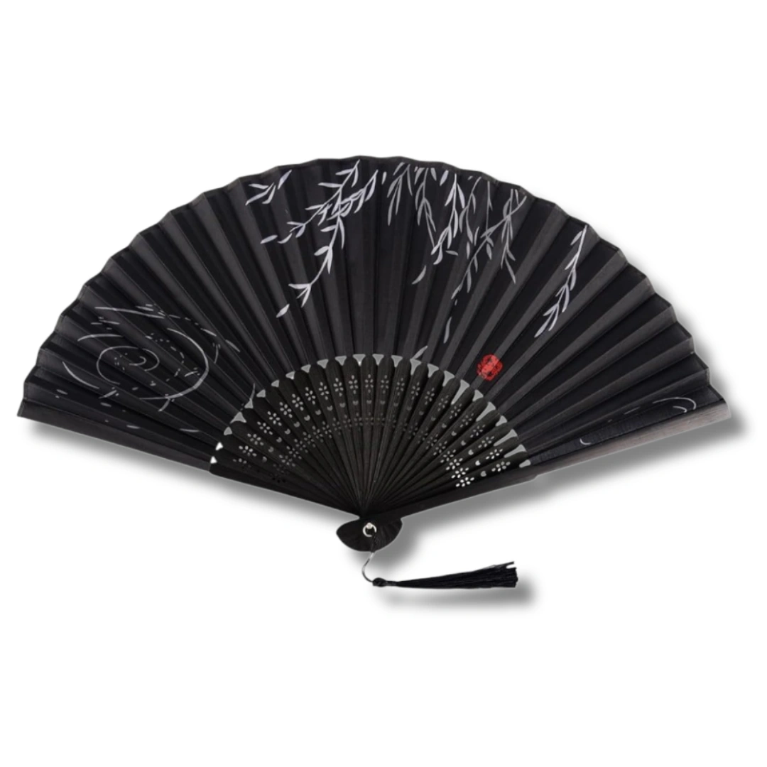 Sensu Fächer Schwarz mit Zweigen