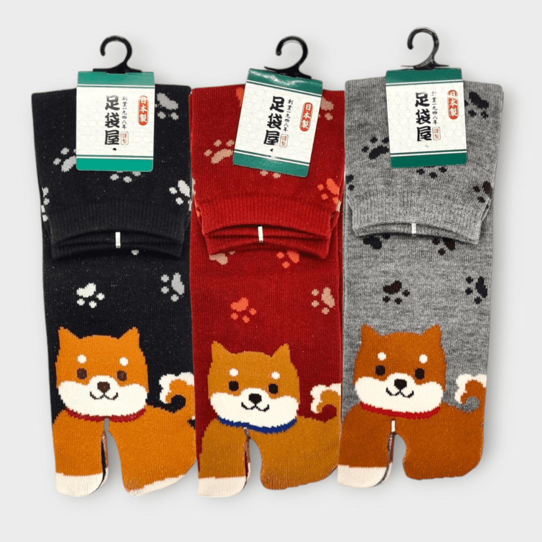 japanische Tabi Socken Zehensocken Pfotenabdrücke Shiba Inu 