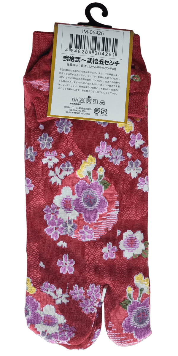 Tabi Socken Zehensocken Kirschblüten rot