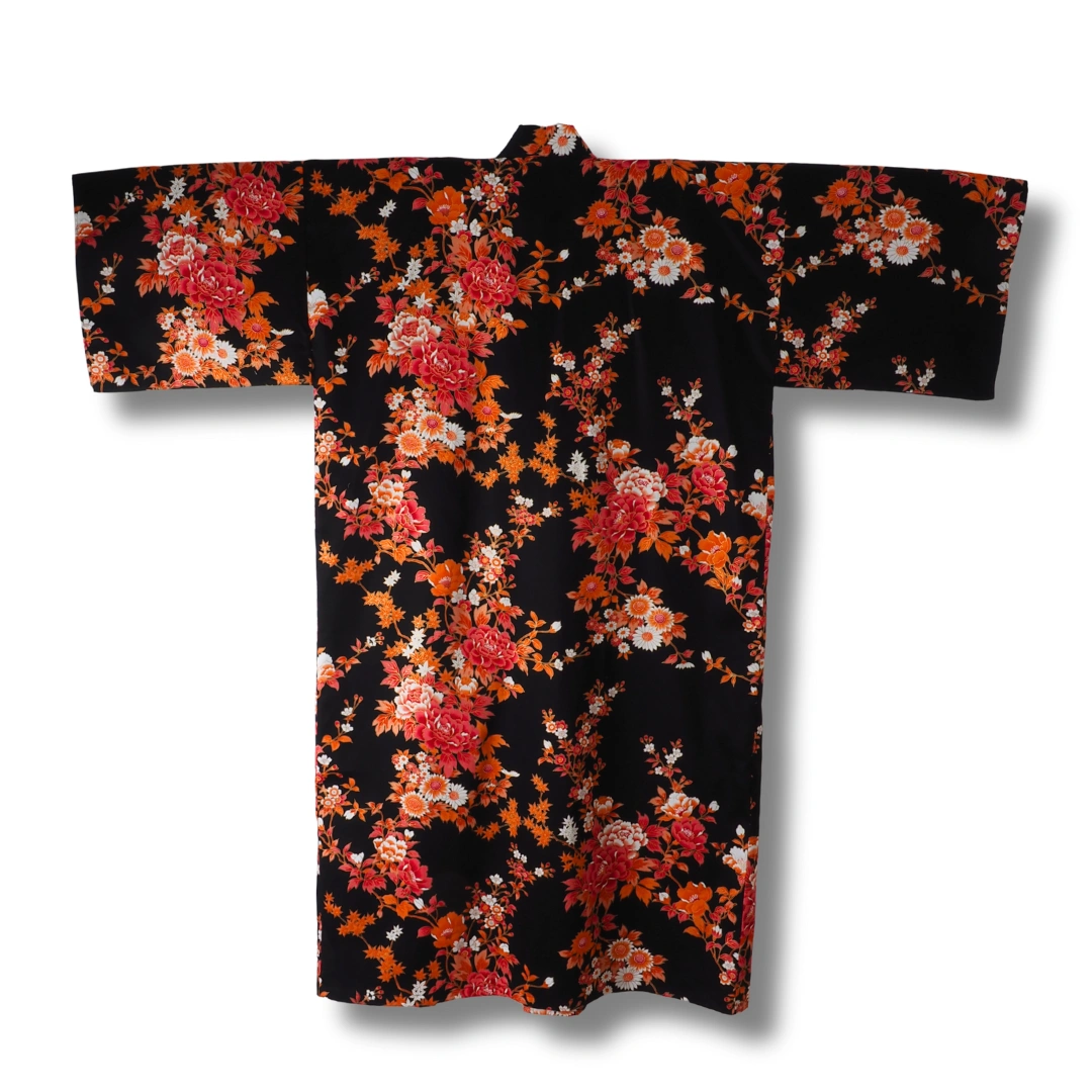 Plus Size Damen Yukata Pfingstrosen und Kirschblüten