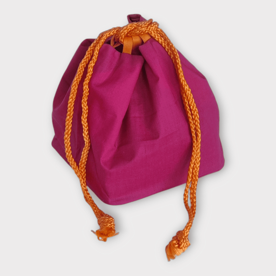 Vintage Kinchaku Beutel Wendetasche Pink / Orange, Schwarz