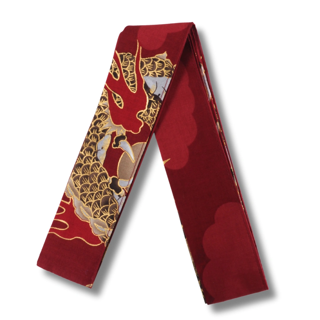 Herren Yukata dunkelrot mit goldenen Drachen Herren Yukata dunkelrot mit goldenen Drachen