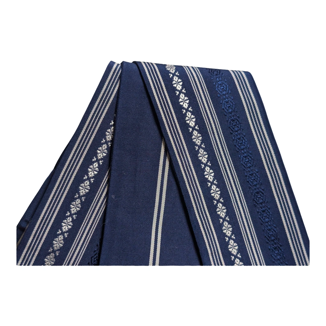 Vintage Shita Obi Marineblau Datejime mit Streifen